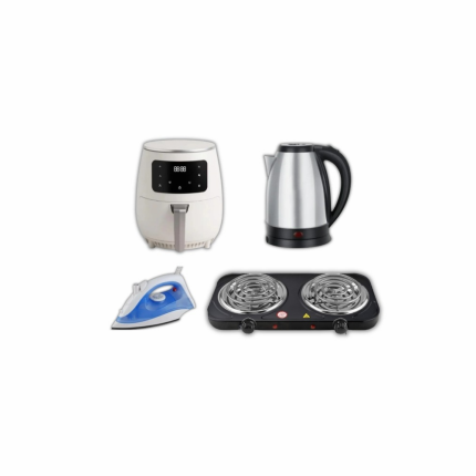 Essential Combo: Air Fryer, Kettle, Iron and 2 Plate Stove